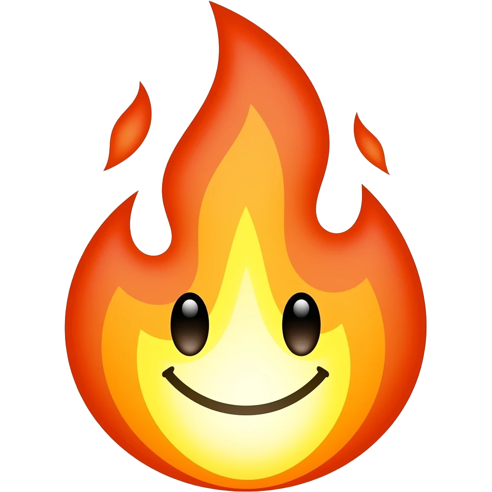 flamme avec expression de visage emoji