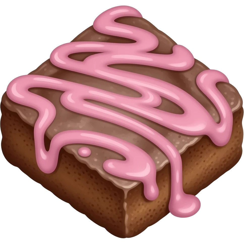 Brownie with pink frosting drizzling emoji