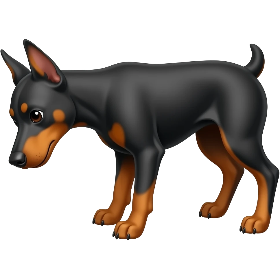 perro doberman haciendo popo emoji