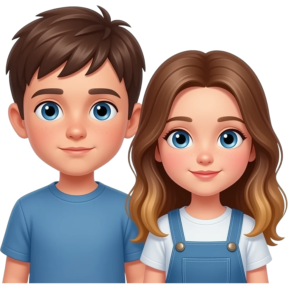 chico y chica asustados el chico castanyo i con pelo corto y la chica pelo suelto y un poco rubia pero castaño  y los dos tienen ojos azules son hermanos estan depie emoji