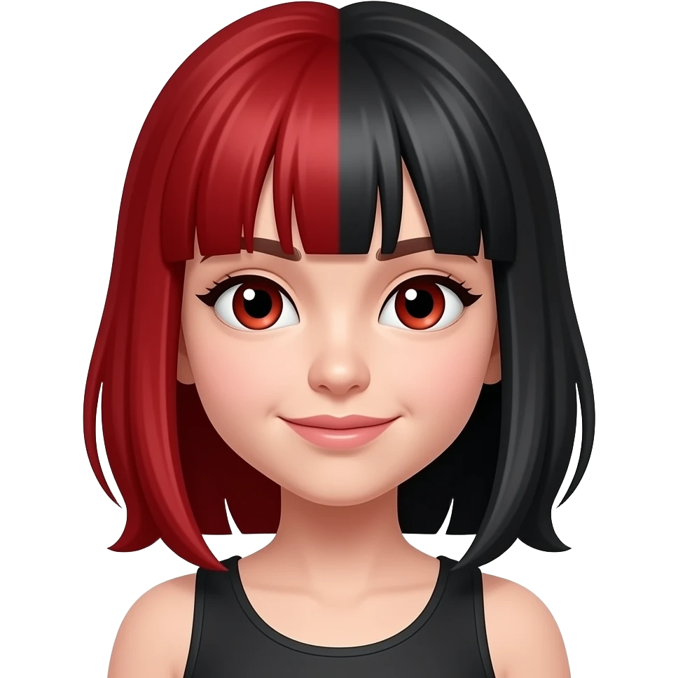 Make the girl have red and black hair emoji