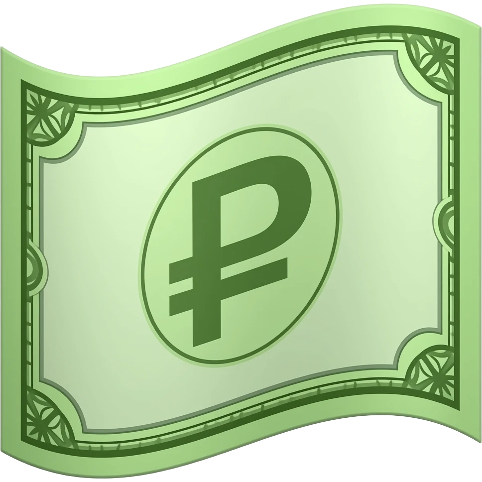 green rubles wavy smooth banknote emoji 3d perspective emoji
