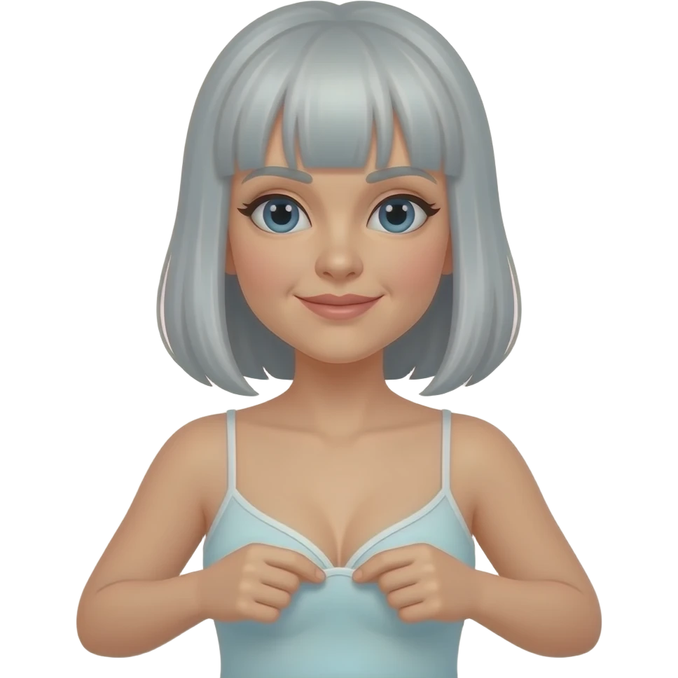 Grey hair female bangs undressing emoji