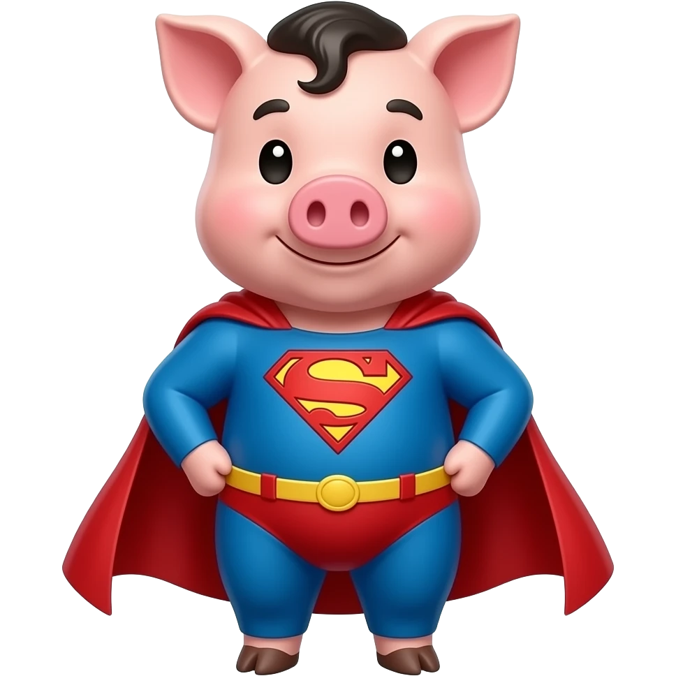 haz un cerdo con capa de superman} emoji