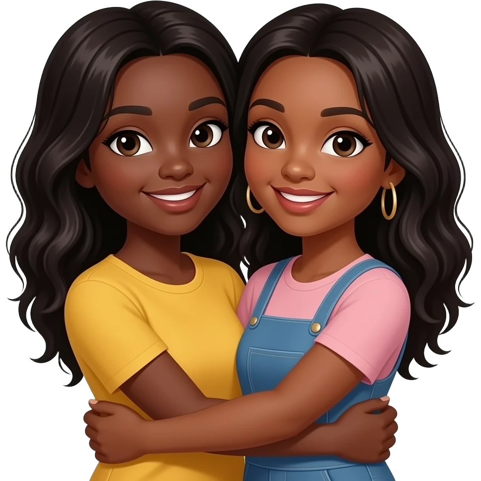 beautiful black sisters hugging emoji