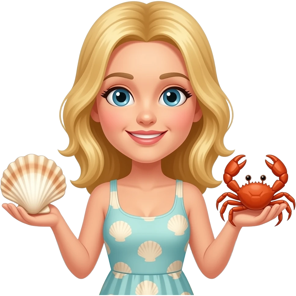 👱🏻‍♀️🐚🦀🏖 emoji