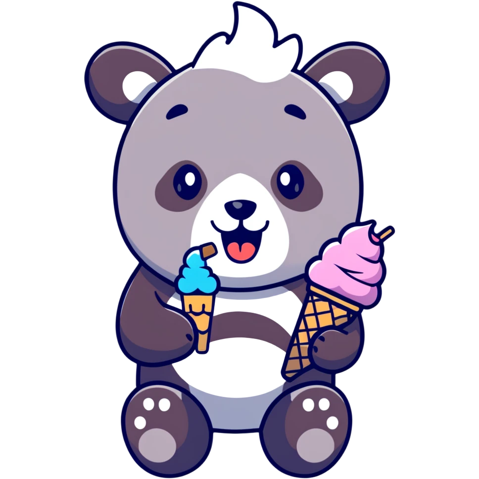 Panda eating ice cream emoji