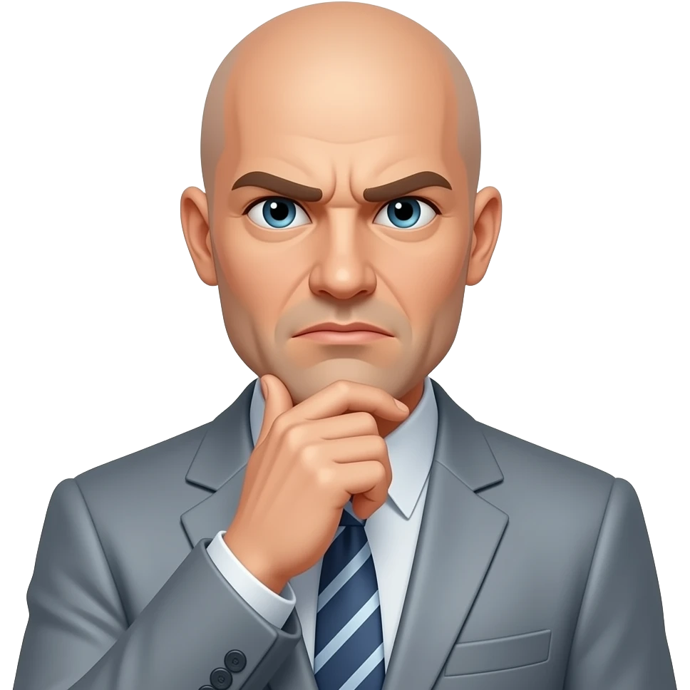 Hombre calvo pensativo frustrado emoji