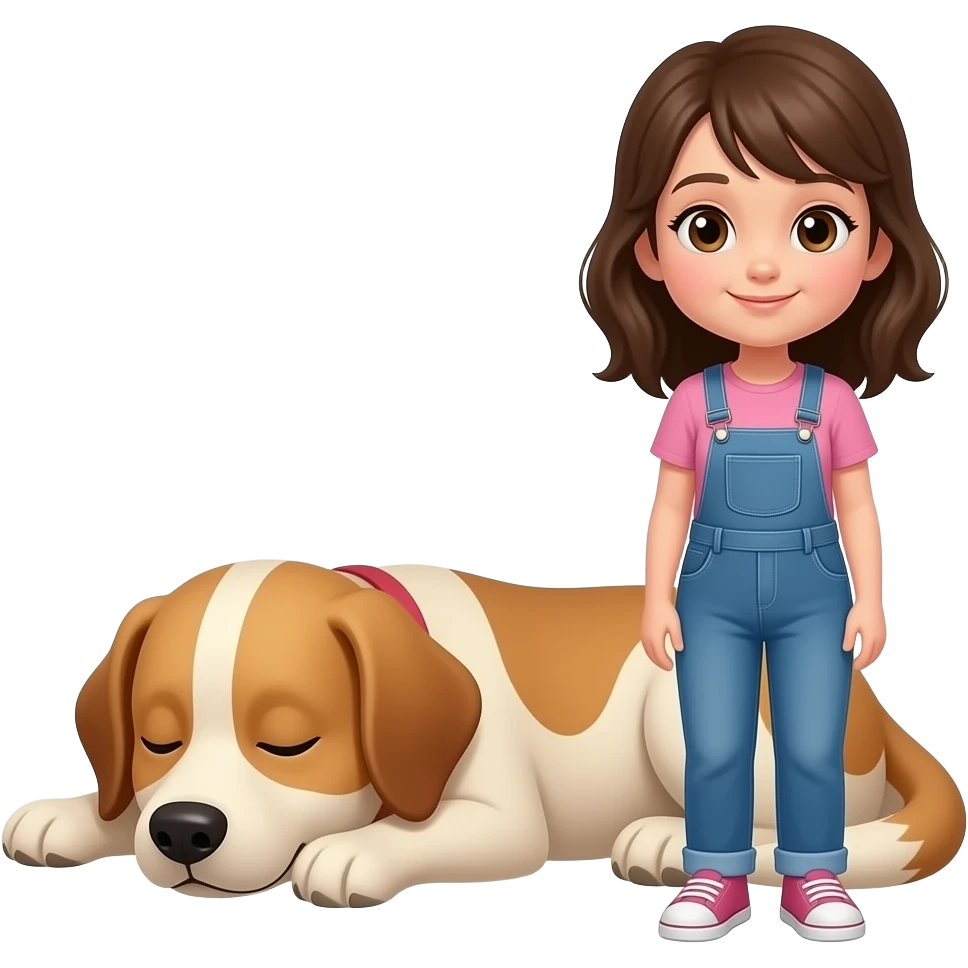 dog sleeping with girl emoji