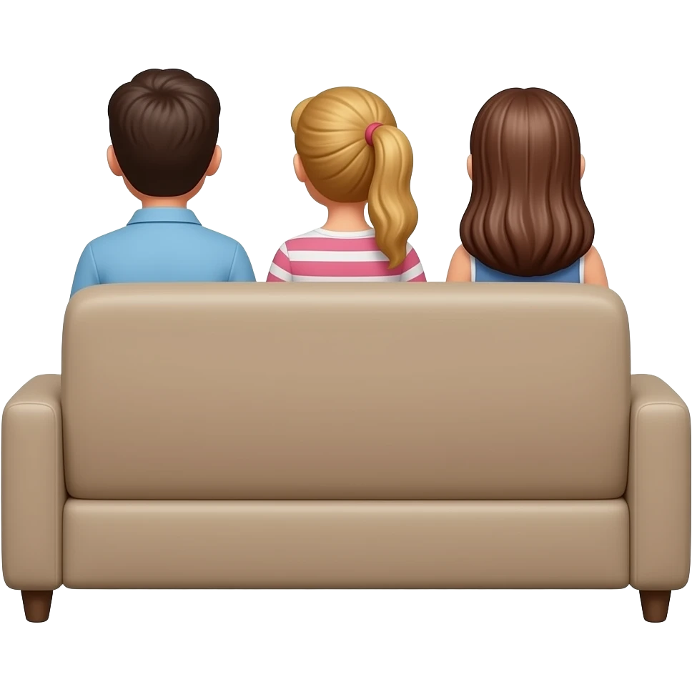 couch backview, 3 persons emoji