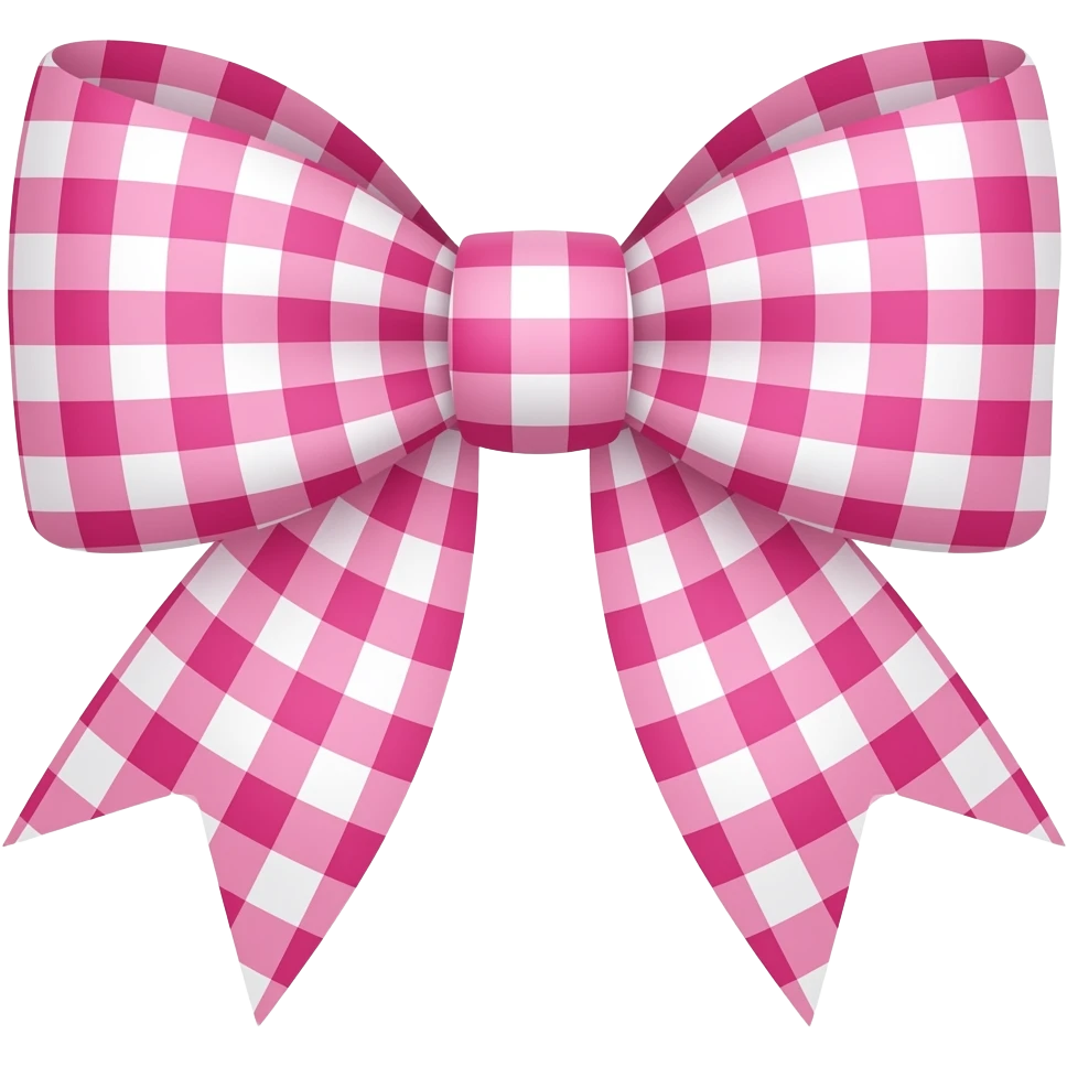 Pink gingham bow emoji