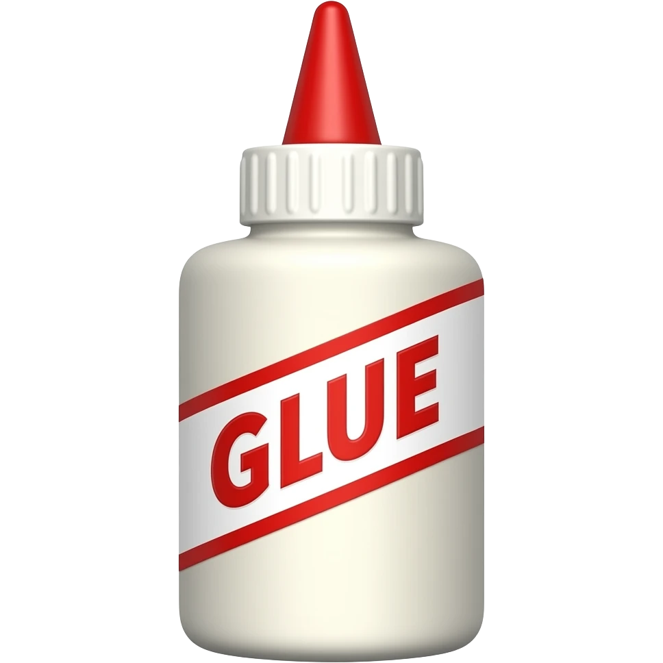 glue bottle with glue written on the bottle in red emoji