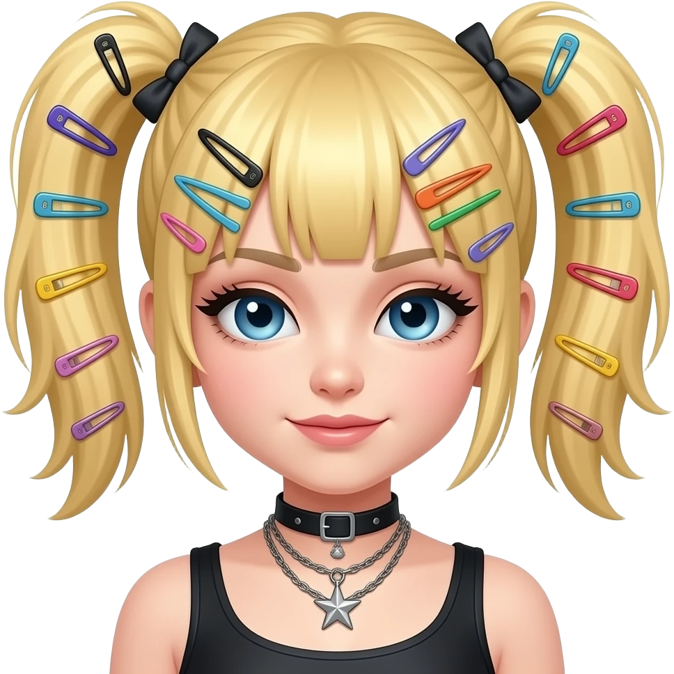 Heavy Gyaru hair clips a lot and blonde hair emoji