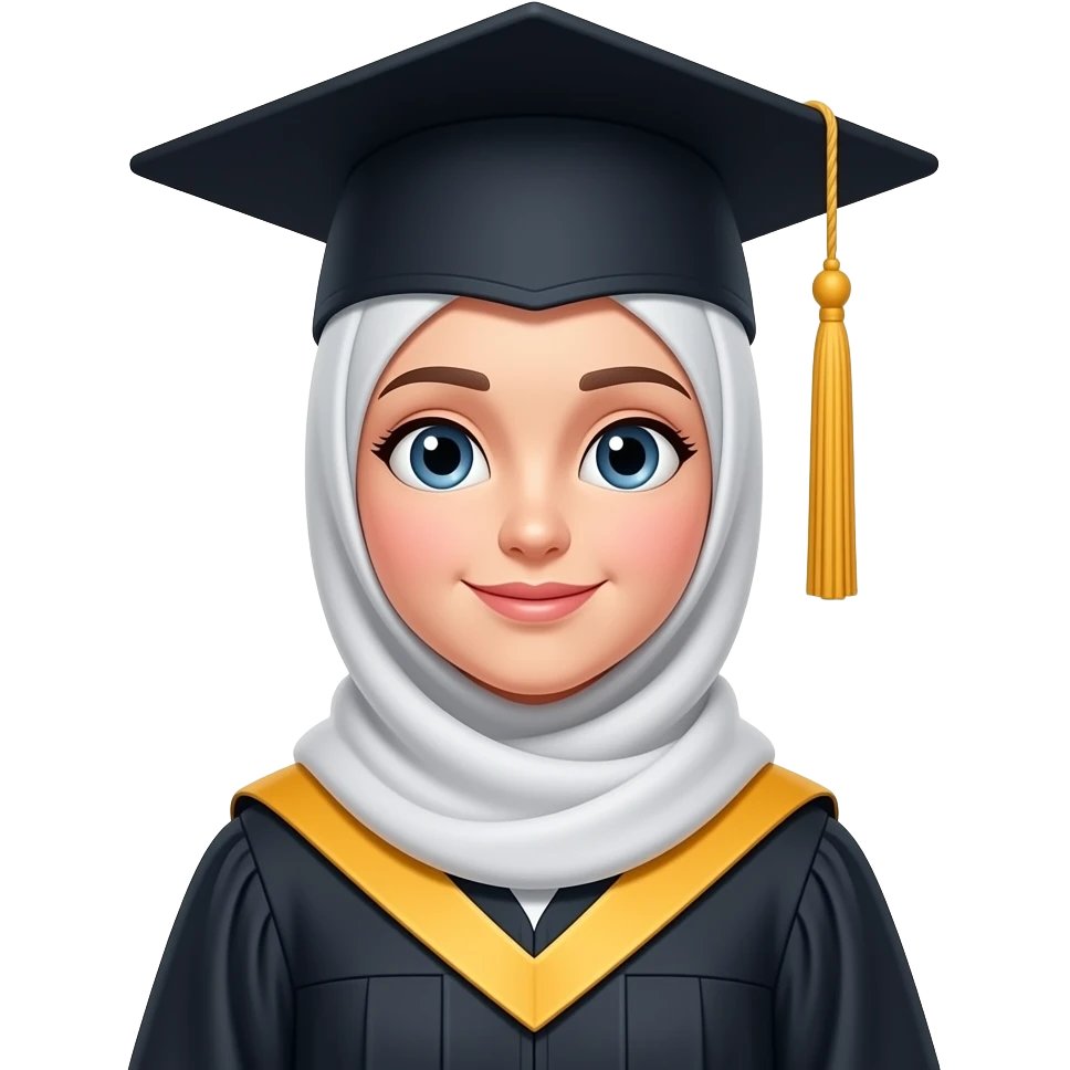 Muslim girl wearing a graduation hat and gown emoji