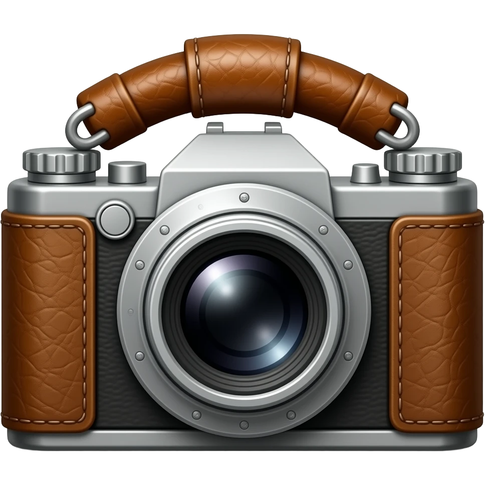Un ancien appareil photo à soufflet en cuir. emoji