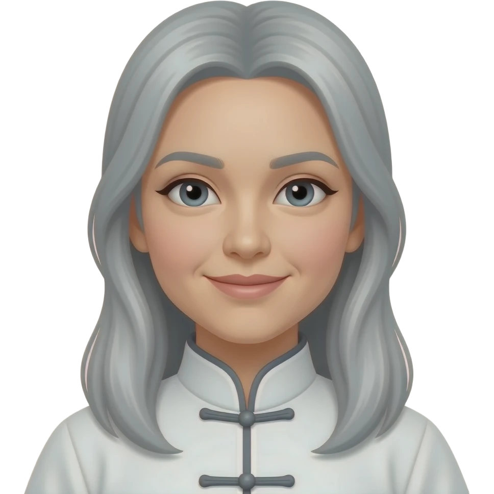 Long Gray light hair taichi lady emoji