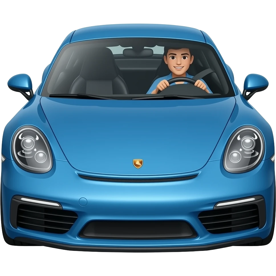 有一个人开着蓝色的跑车 emoji