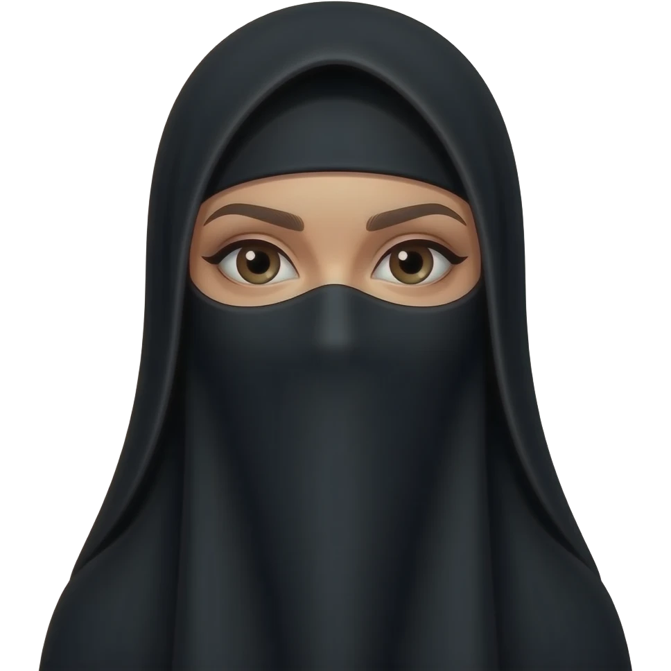 I want a woman wearing a headscarf 🧕 like this but black and also this woman will be wearing a face covering often called Niqab so only her eyes are showing But I want it in the apple emoji art style emoji