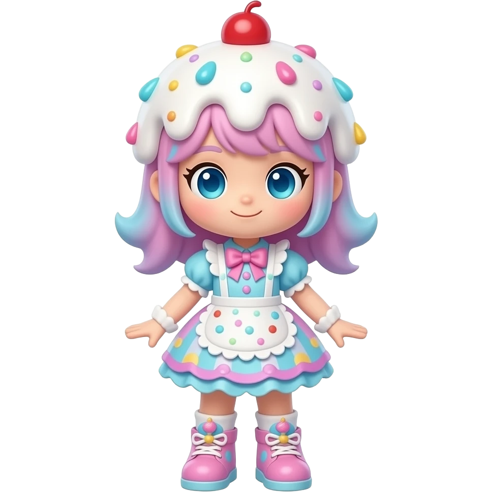 A girl fantasy snack mascot character, full body, big cute head and ...