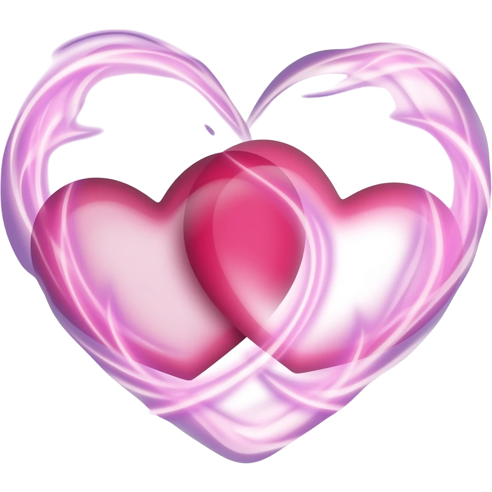 Two hearts connected with magic emoji