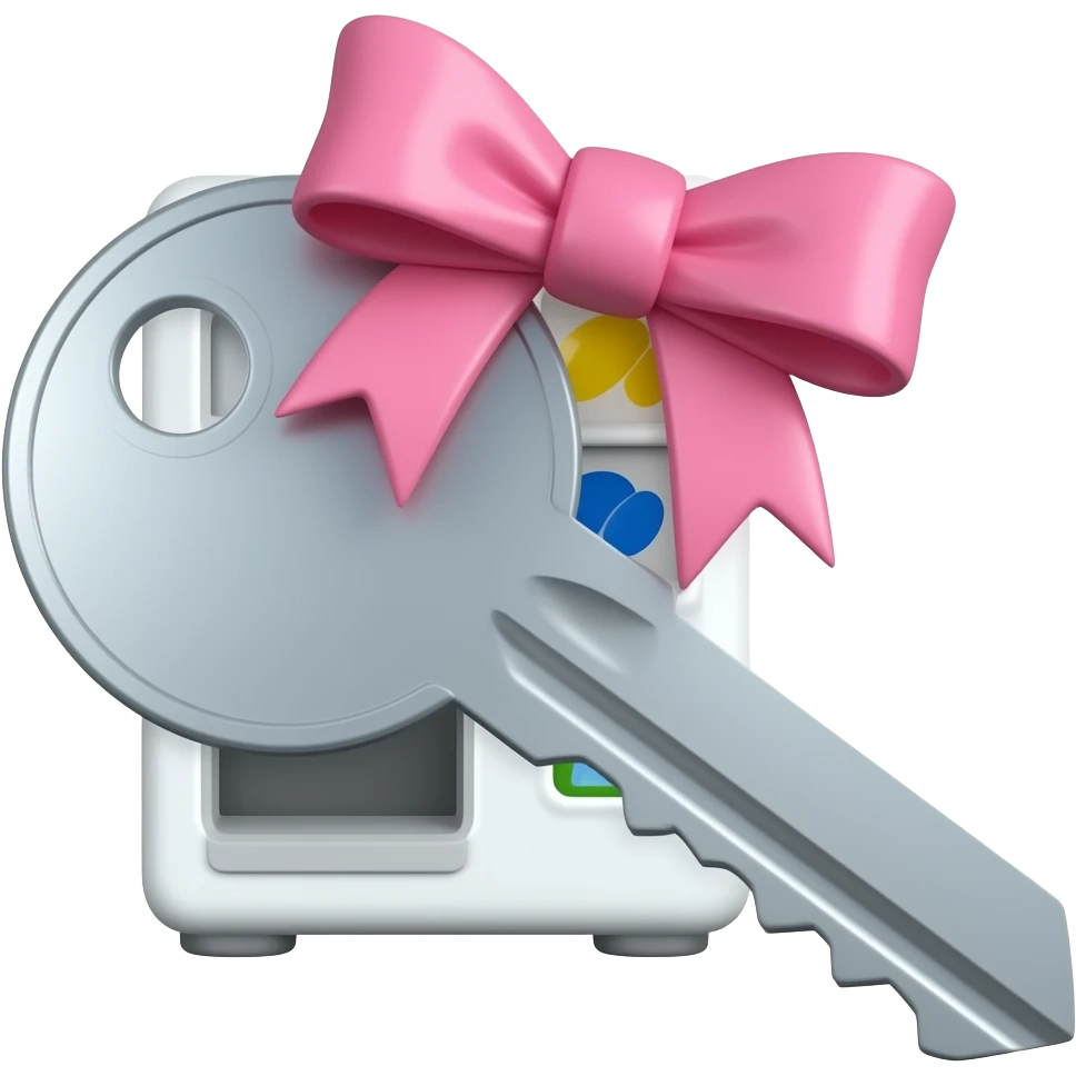 ключ для машины автомат с розовым бантом emoji