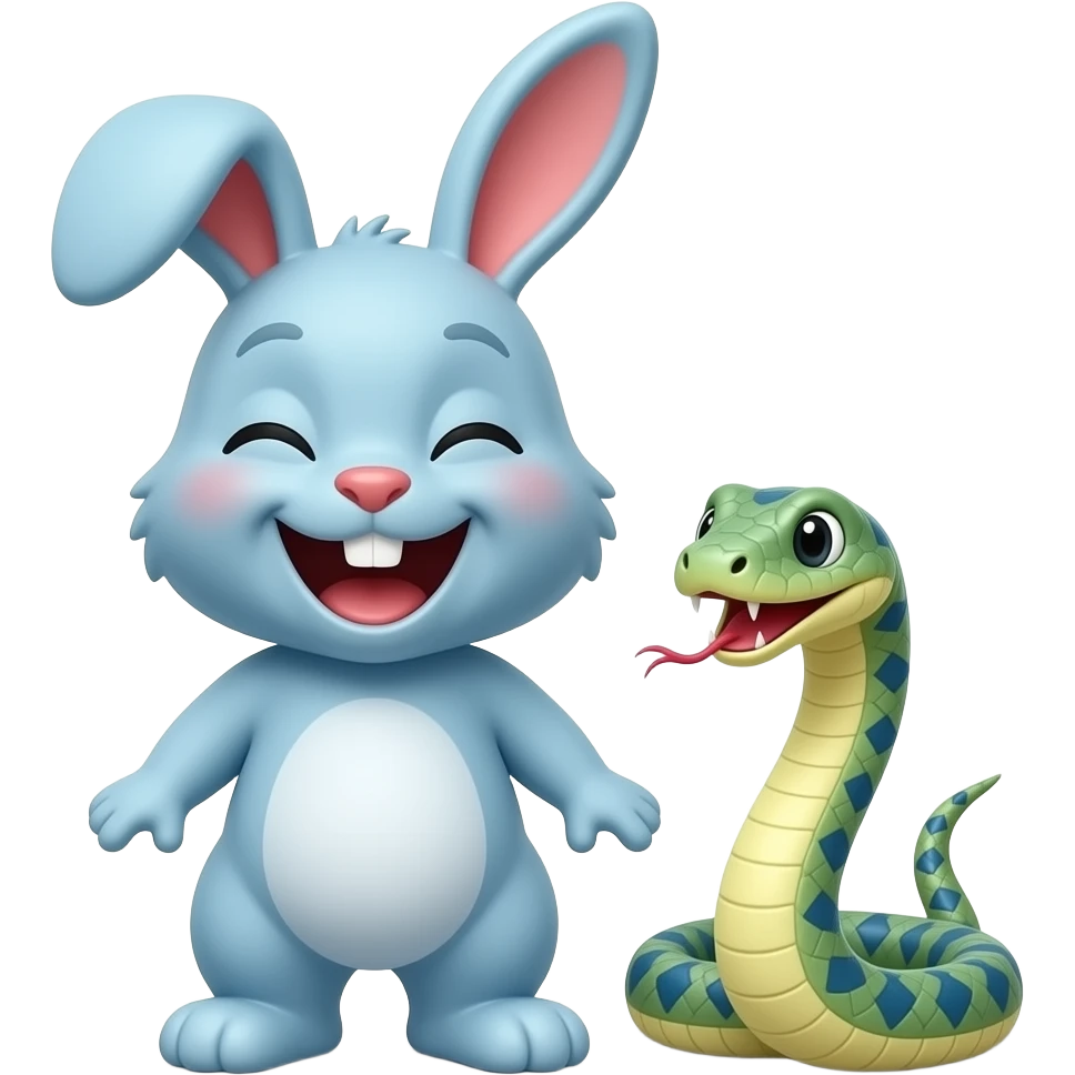 Blue funny bunny  laugh snake non serious emoji