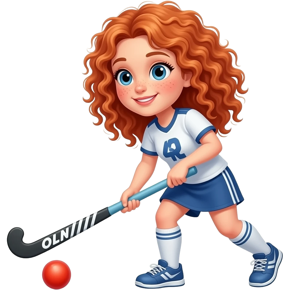 Fille rousse bouclés tâches de rousseur Horse-ball emoji