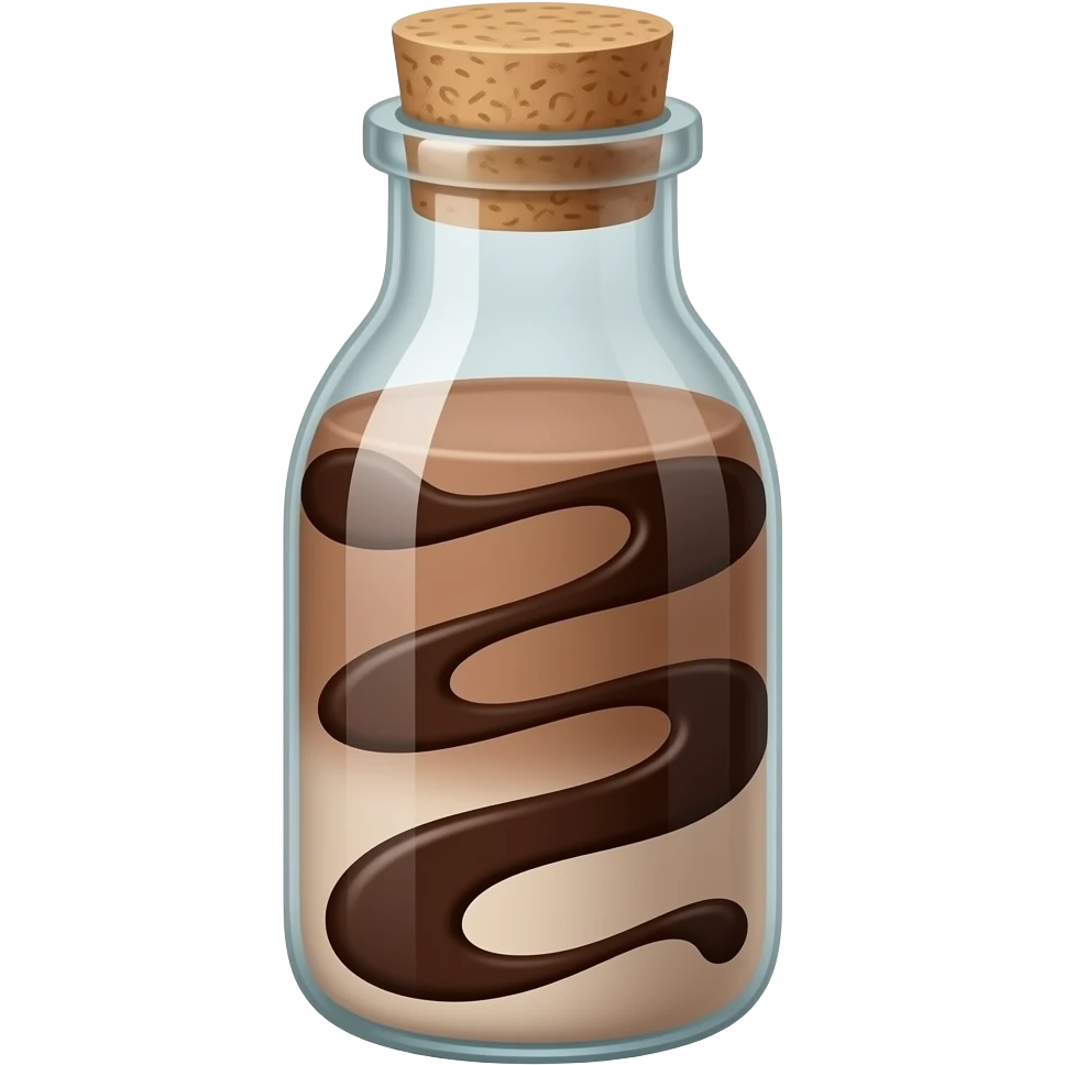 Homemade chocolate milk in a glass bottle, make it look homemade though emoji