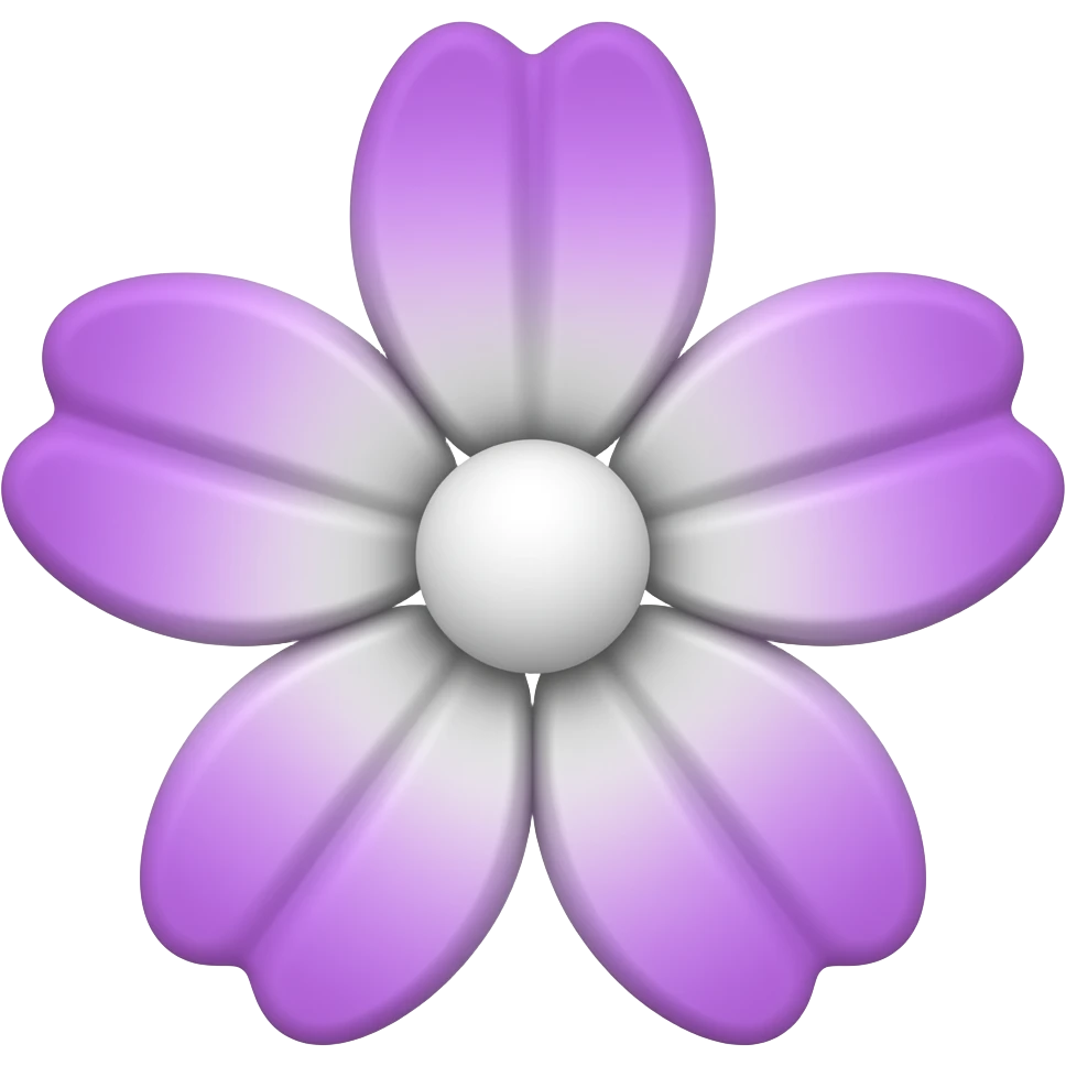 Purple and white colour flower with heart emoji