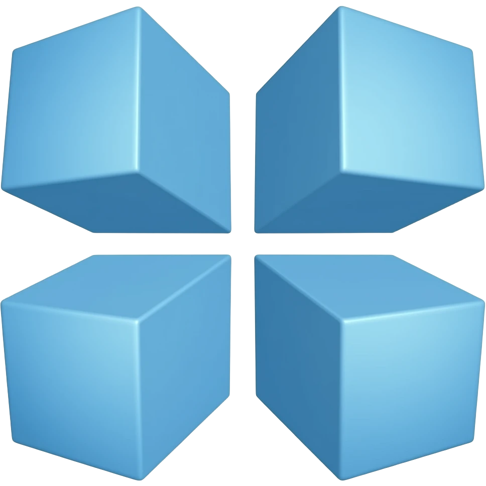 é uma representação minimalista de quatro quadrados azuis em perspectiva emoji
