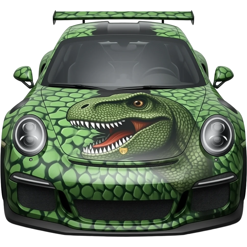 porsche gt3 rs dinosaur livery, hyper realistic highly detailled emoji