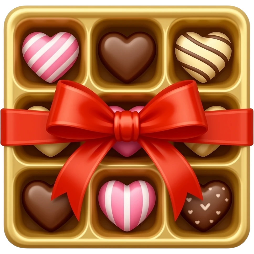 A valentine day square box chocolate open with chocolates inside emoji