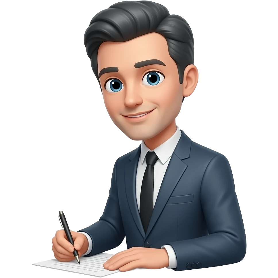 a tall skinny man with dark grey hair writing poetry emoji
