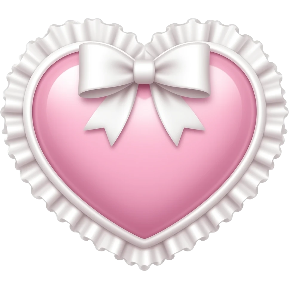 rococo Pastel pink heart with white bow with lace and frills emoji