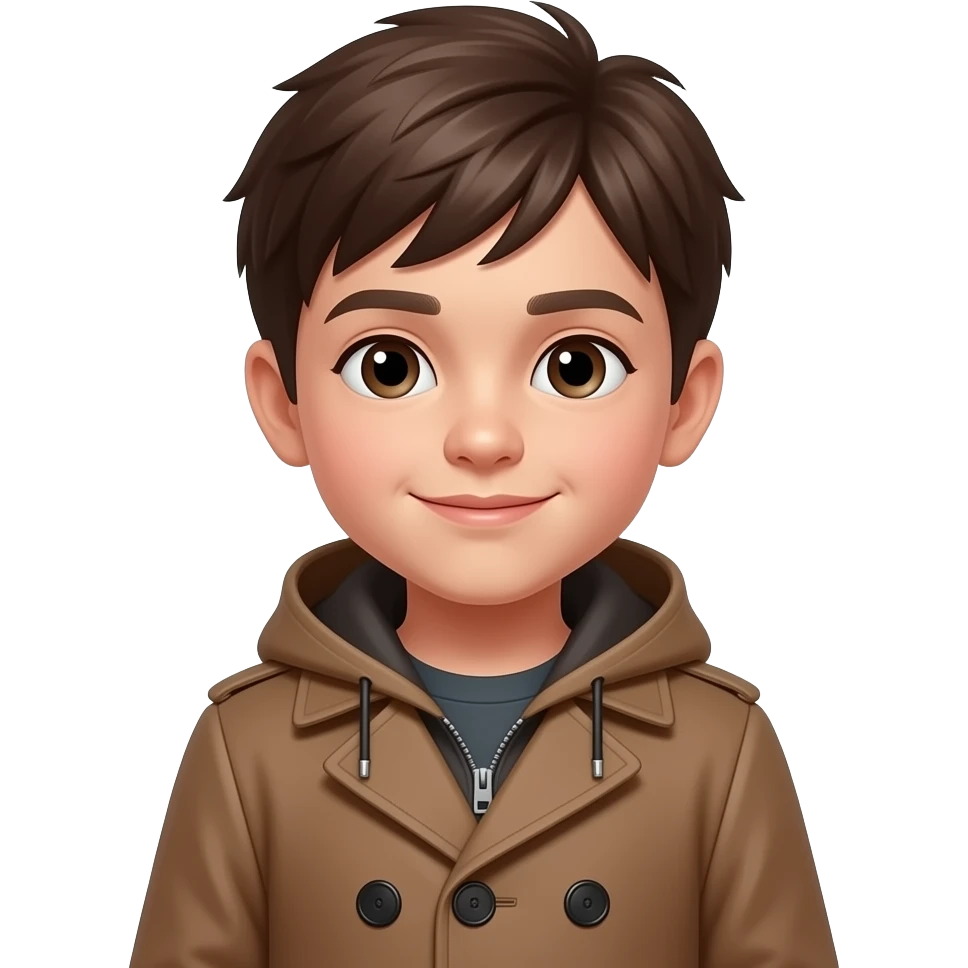 kid wearing a brown coat emoji