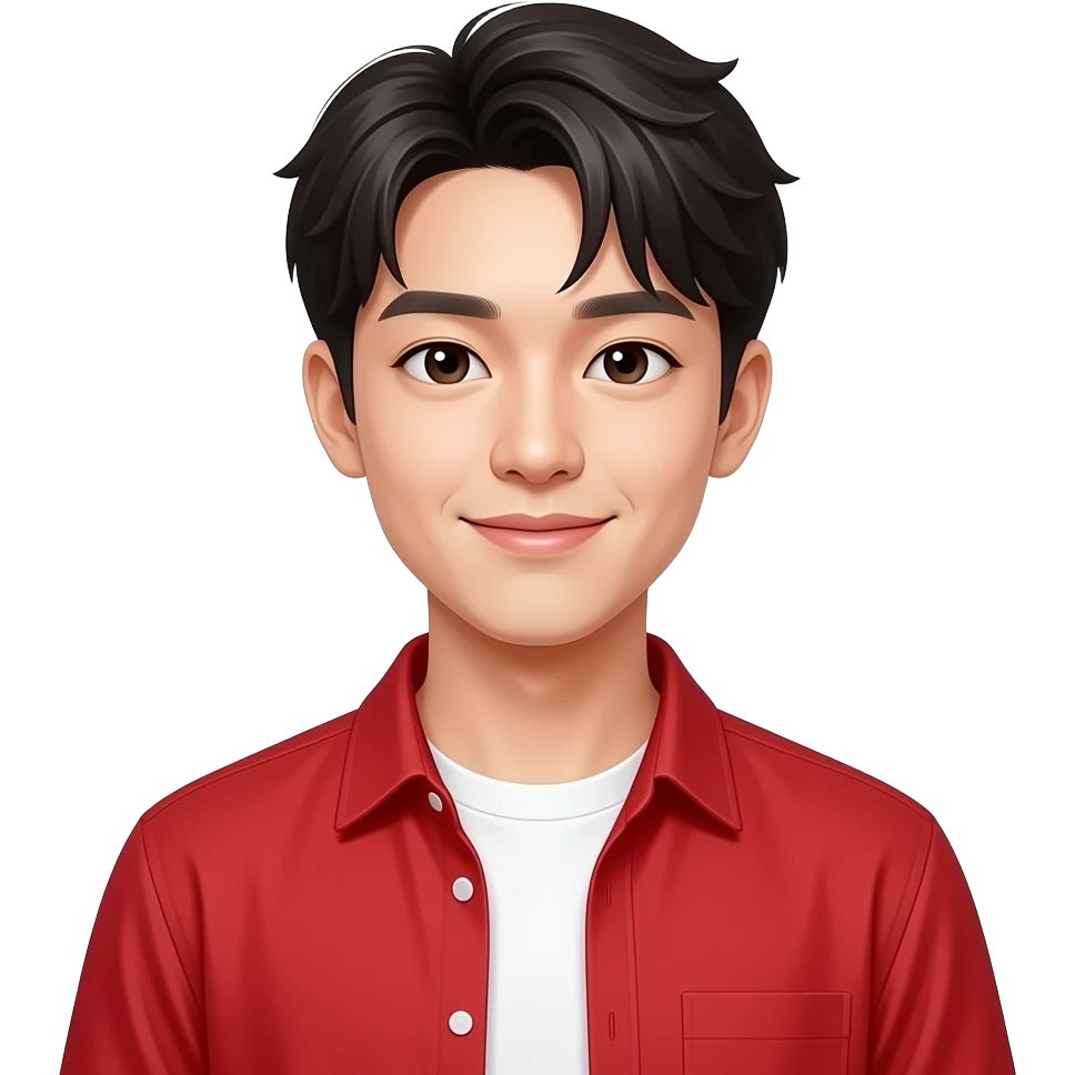 korean-young-man-+-white-t-shirt,-red-shirt emoji