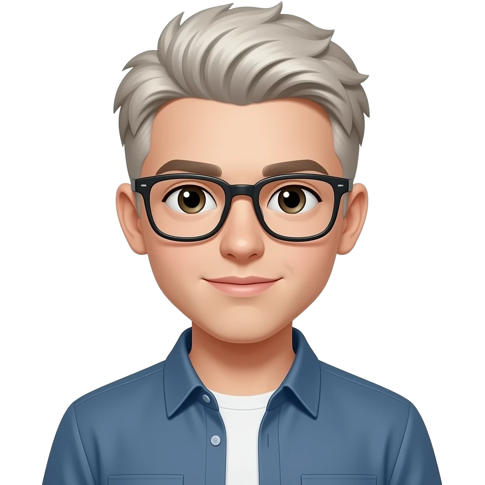 bleached teen fluffy hair black glasses and shirt emoji