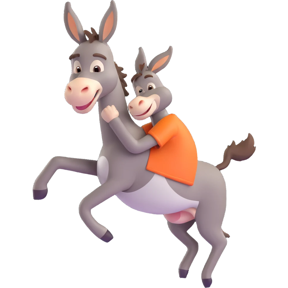 donkey mid-kick, expressive and fun emoji