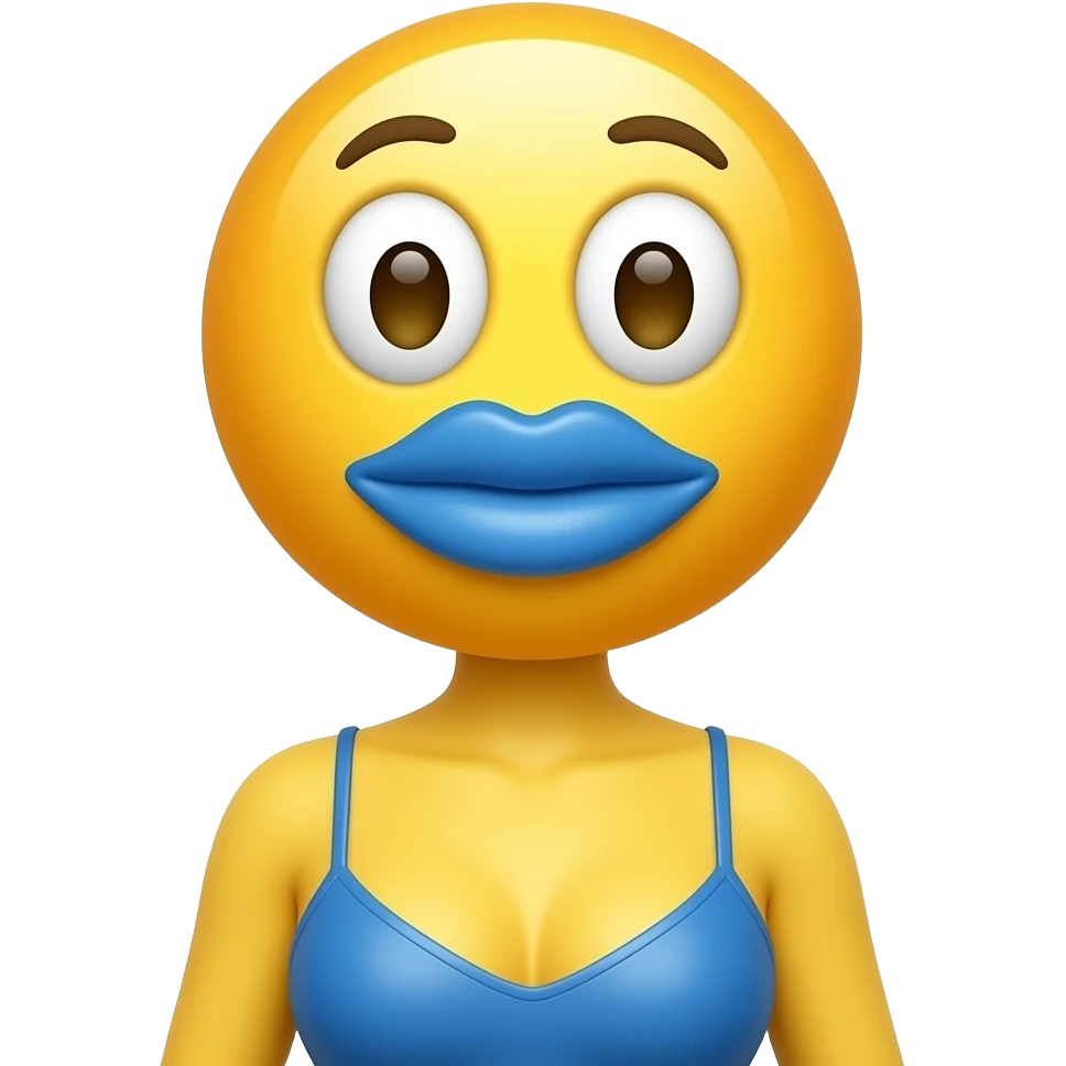 big boobie emoji species woman big round emoji head yellow skin blue big lips please! not human emoji