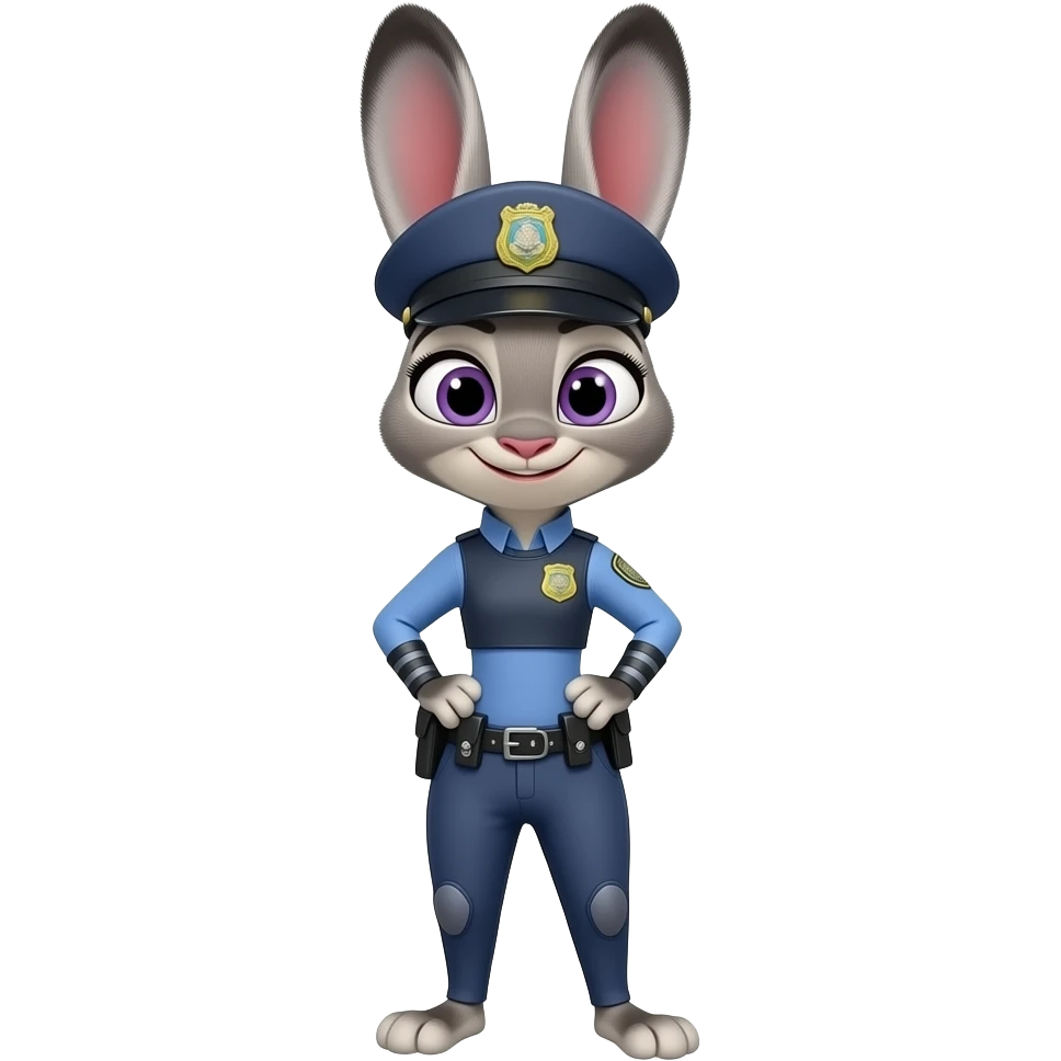 Make Judy hops from the movie zootopia in her cop outfit and standing emoji