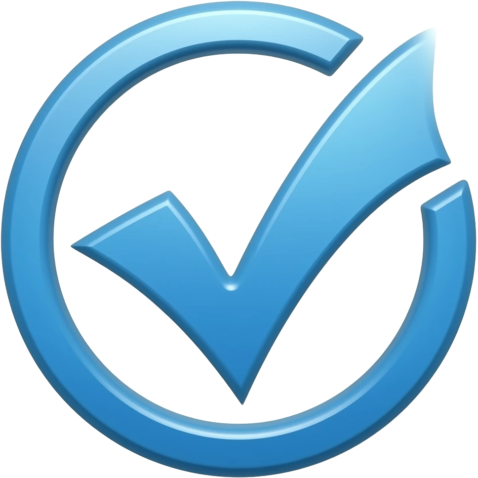 Tick mark ✅ In all blue fill with circular edge and curved triangles edge all blue no white emoji