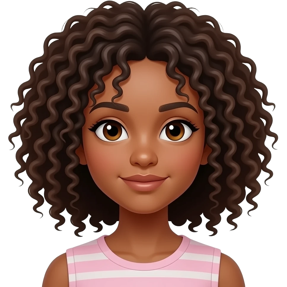 Menina morena de cabelo cacheado emoji