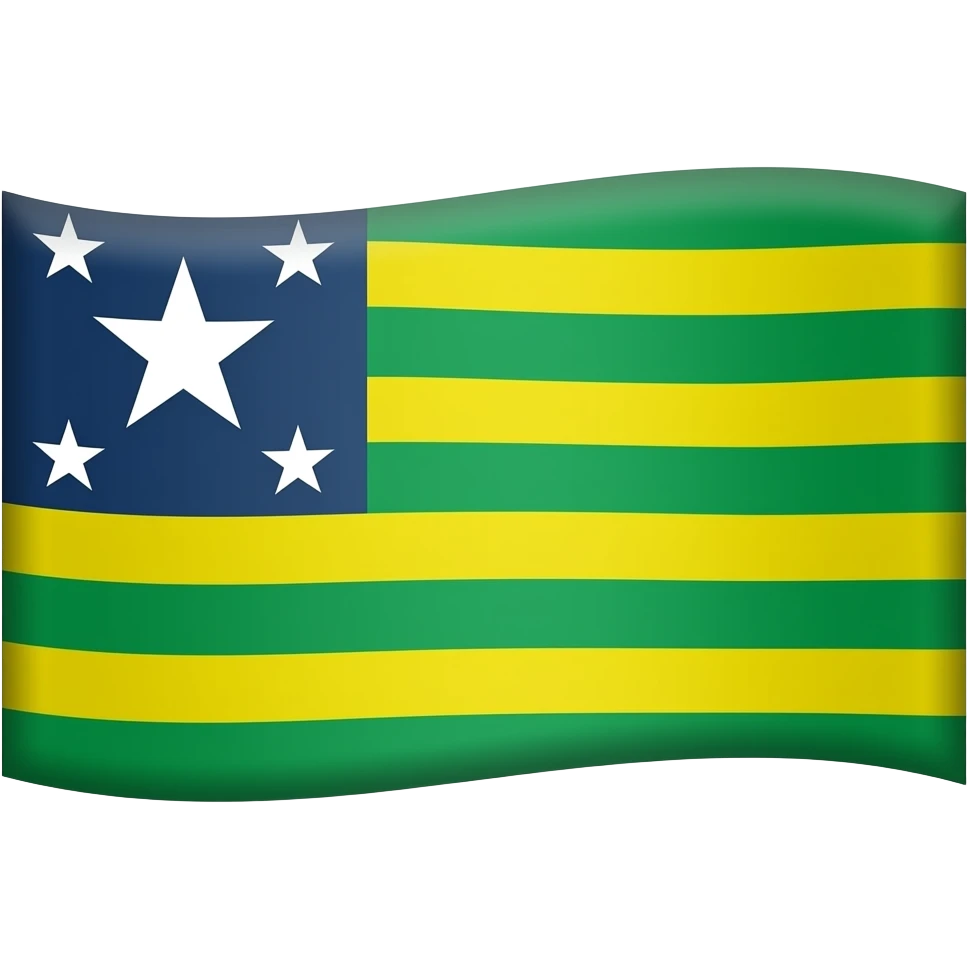 The flag has a background divided into alternating green and yellow horizontal stripes. In the upper left corner there is a dark blue rectangle containing five white five-pointed stars, one larger in the center and four smaller ones distributed around it. emoji