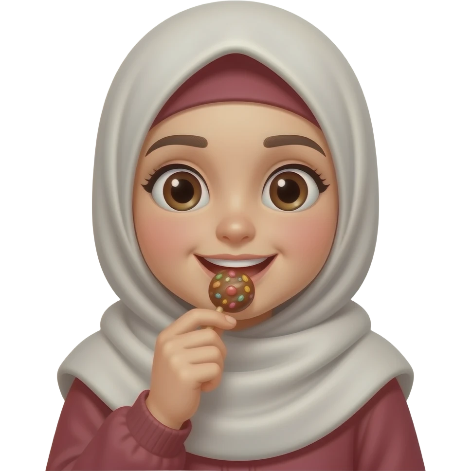 muslim cewe makan soes emoji