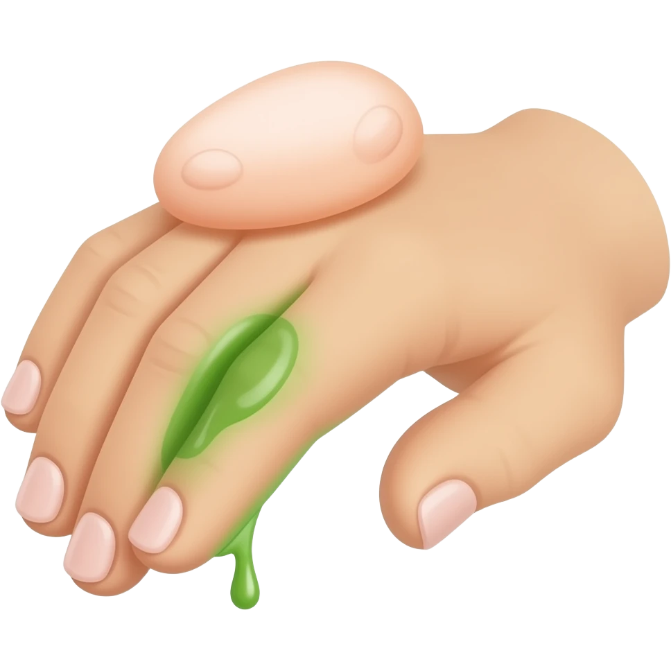 pustula with green pus dripping out on hand emoji