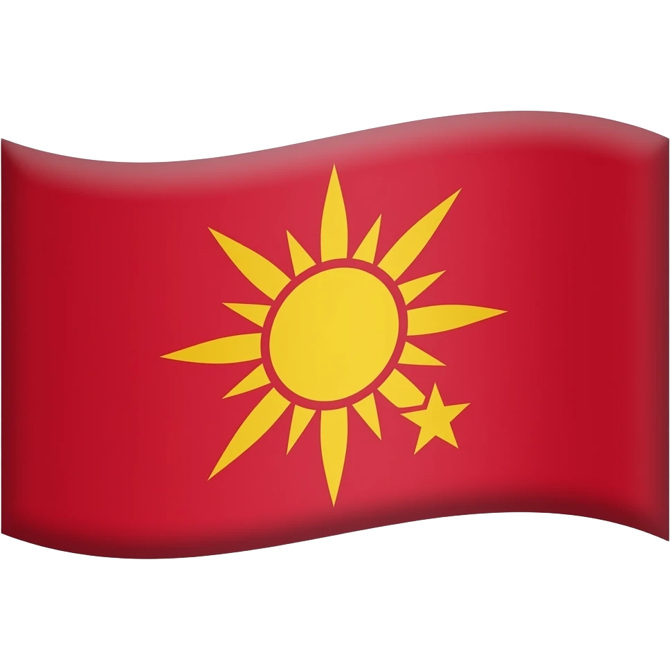 Bana bir bayrak yap yanlar kırmızı olsun ve orta kısmı sarı olsun bayrağın orta renginin yani sarı renginin içinde solda güneş sarı renginin içinde de sağda bir yıldızlı hilal olsun emoji