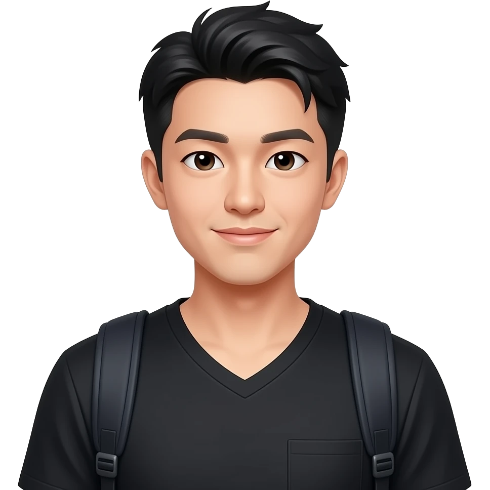 东亚黑背心帅气男大学生 emoji