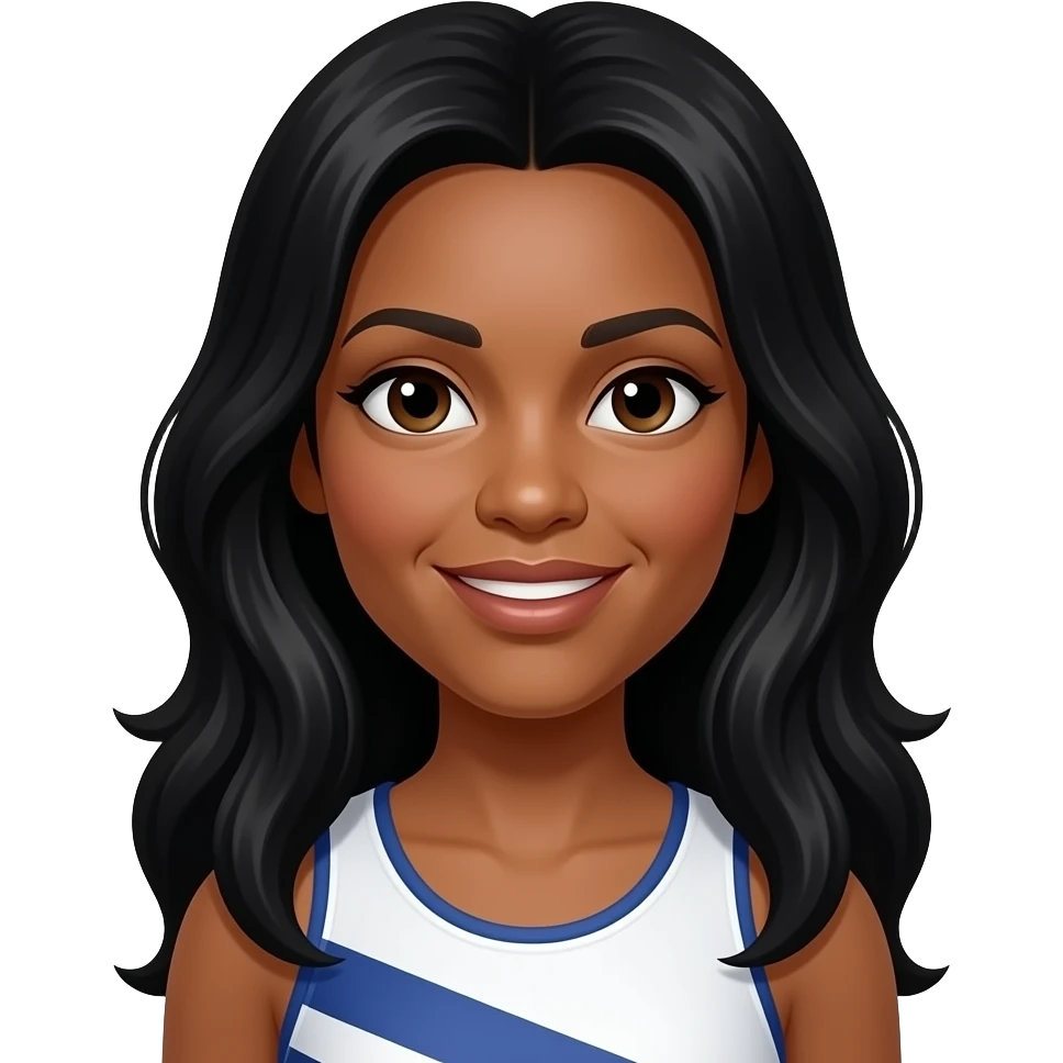 Florence Griffith-Joyner with long black hair emoji