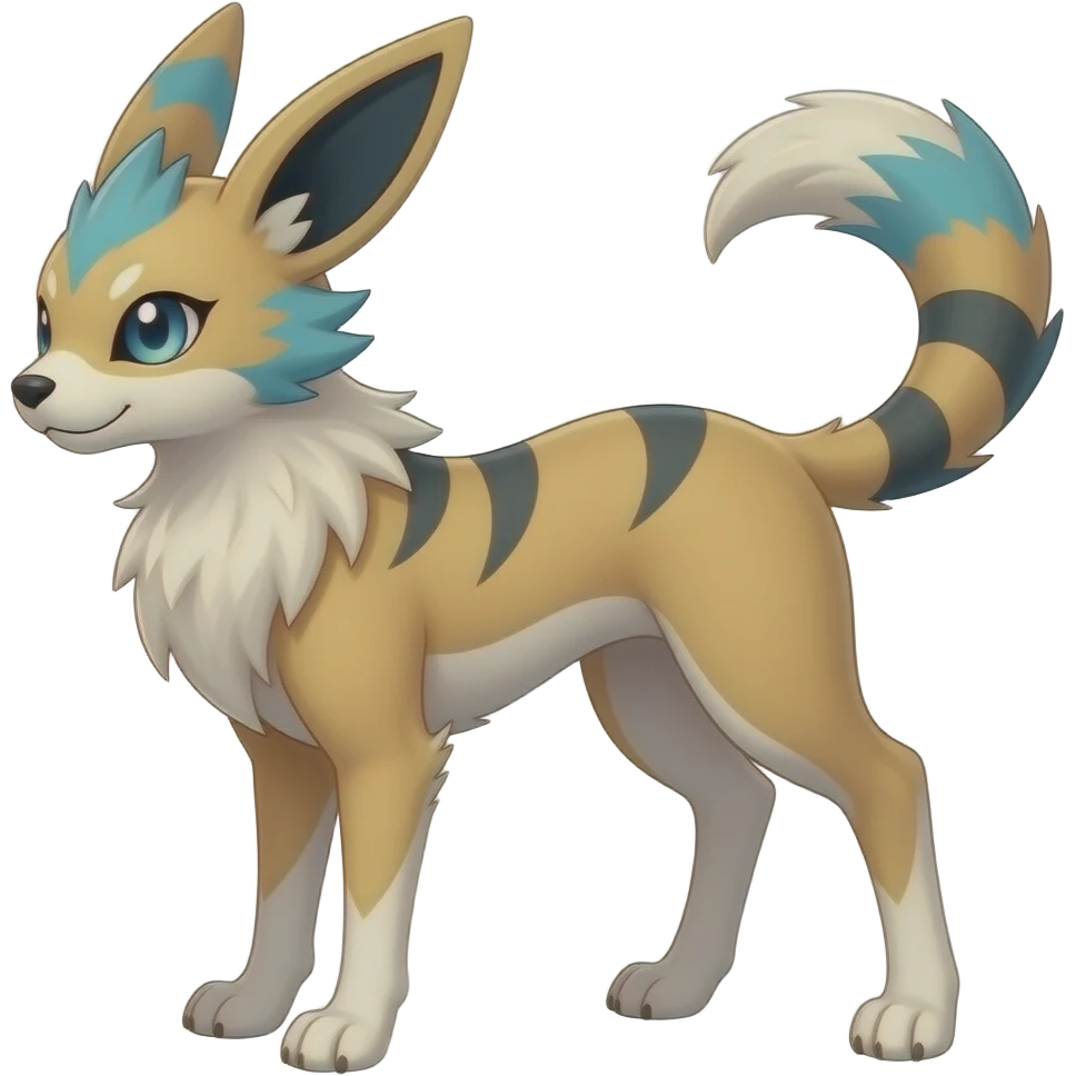 Slim thin lanky elegant oriental feral painted Absol-Litten-Manectric-Jolteon-hybrid-animal emoji
