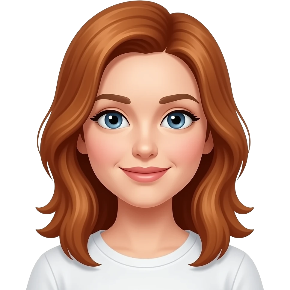 Mujer de cabello cobrizo con cara enamorada emoji